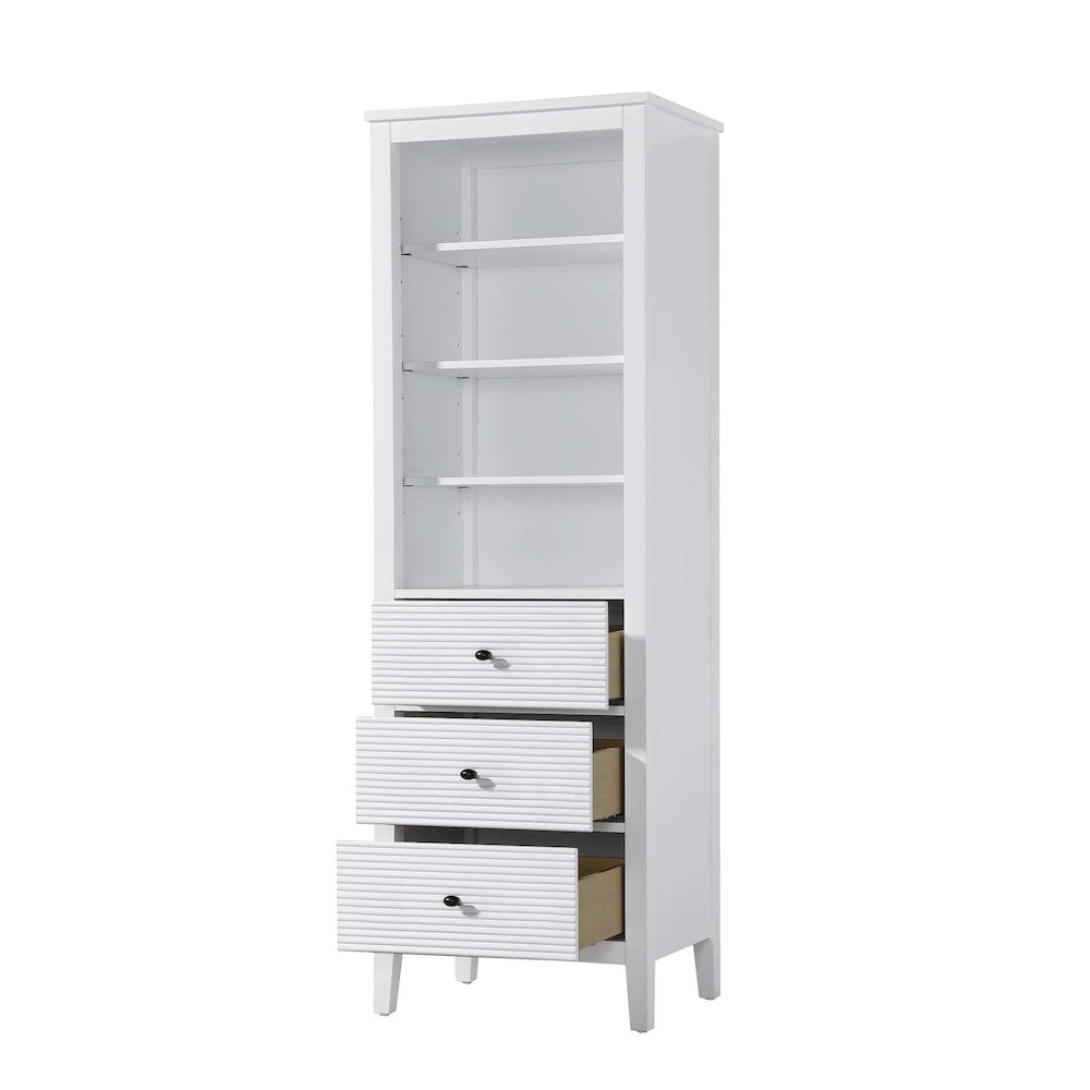 24 Inch Open Shelving Bath Storage Cabinet in White