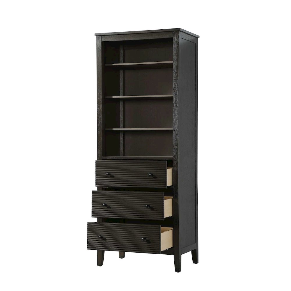 28 Inch Open Shelving Bath Storage Cabinet in Chocolate Oak