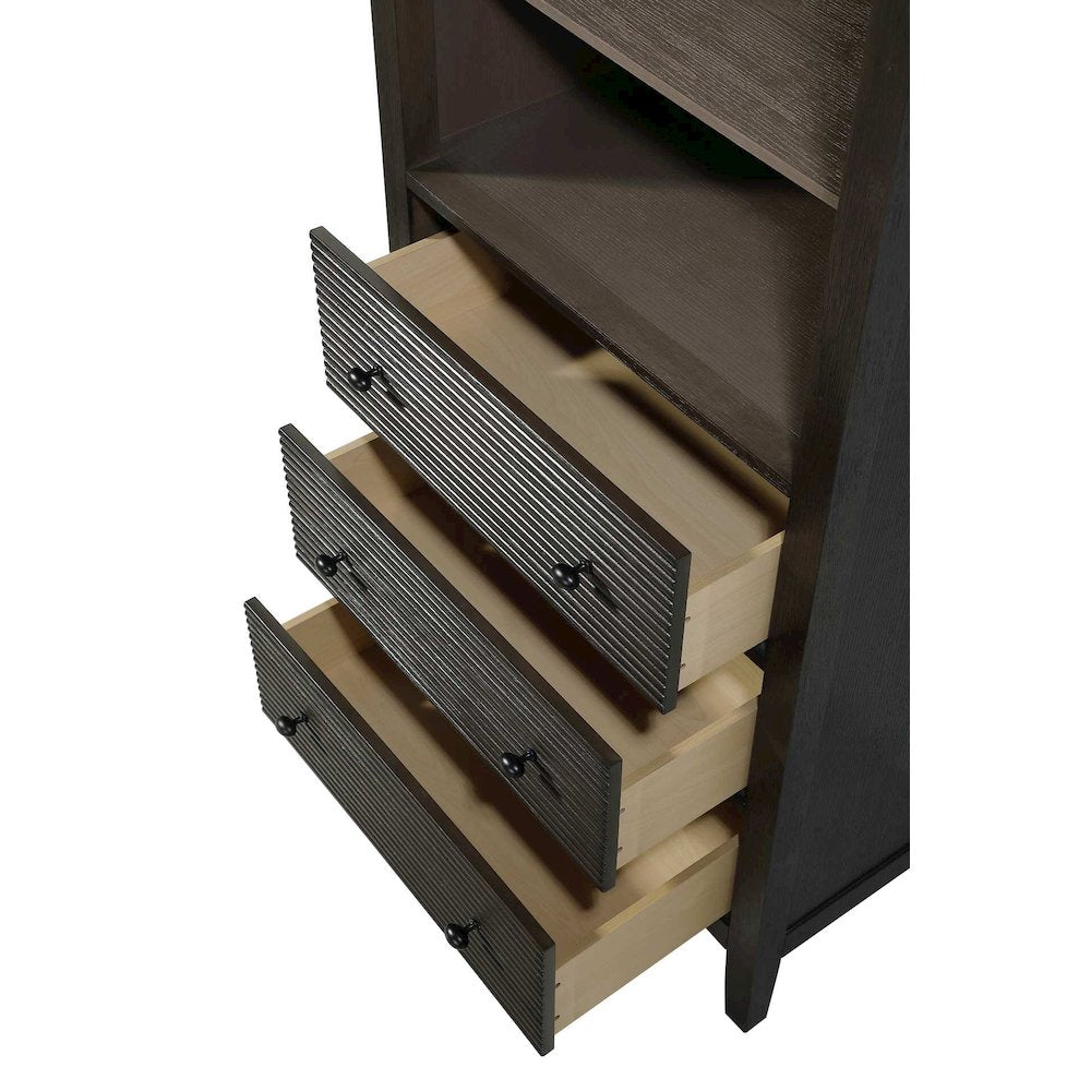 28 Inch Open Shelving Bath Storage Cabinet in Chocolate Oak