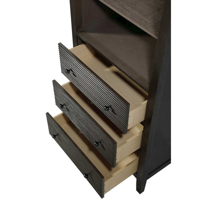 28 Inch Open Shelving Bath Storage Cabinet in Chocolate Oak