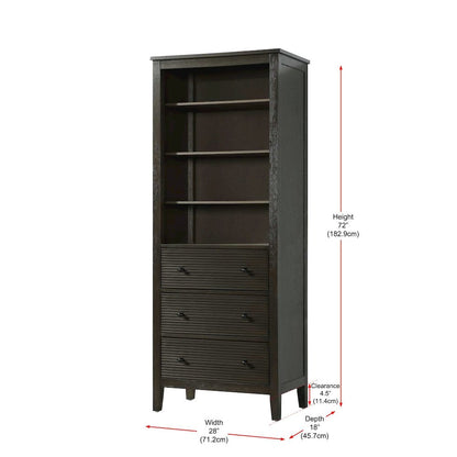 28 Inch Open Shelving Bath Storage Cabinet in Chocolate Oak