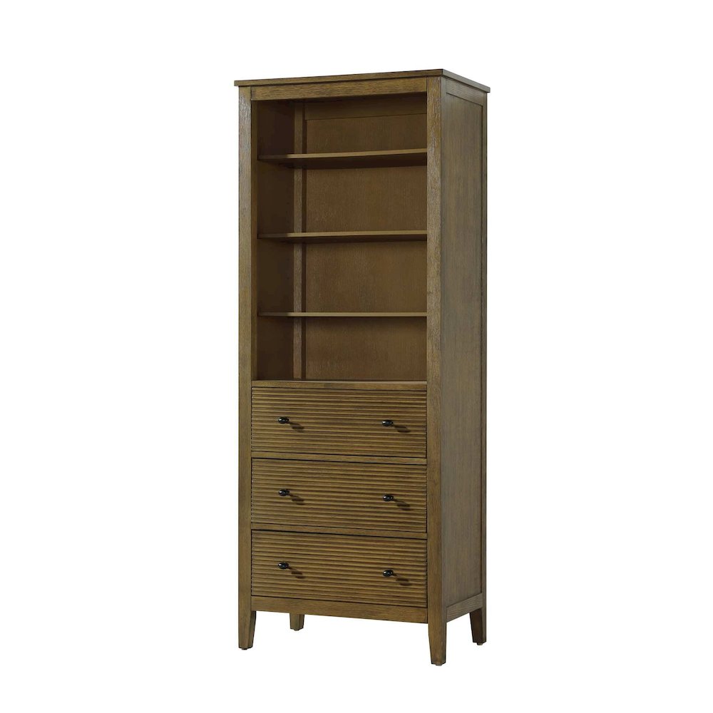 28 Inch Open Shelving Bath Storage Cabinet in Hazel Oak
