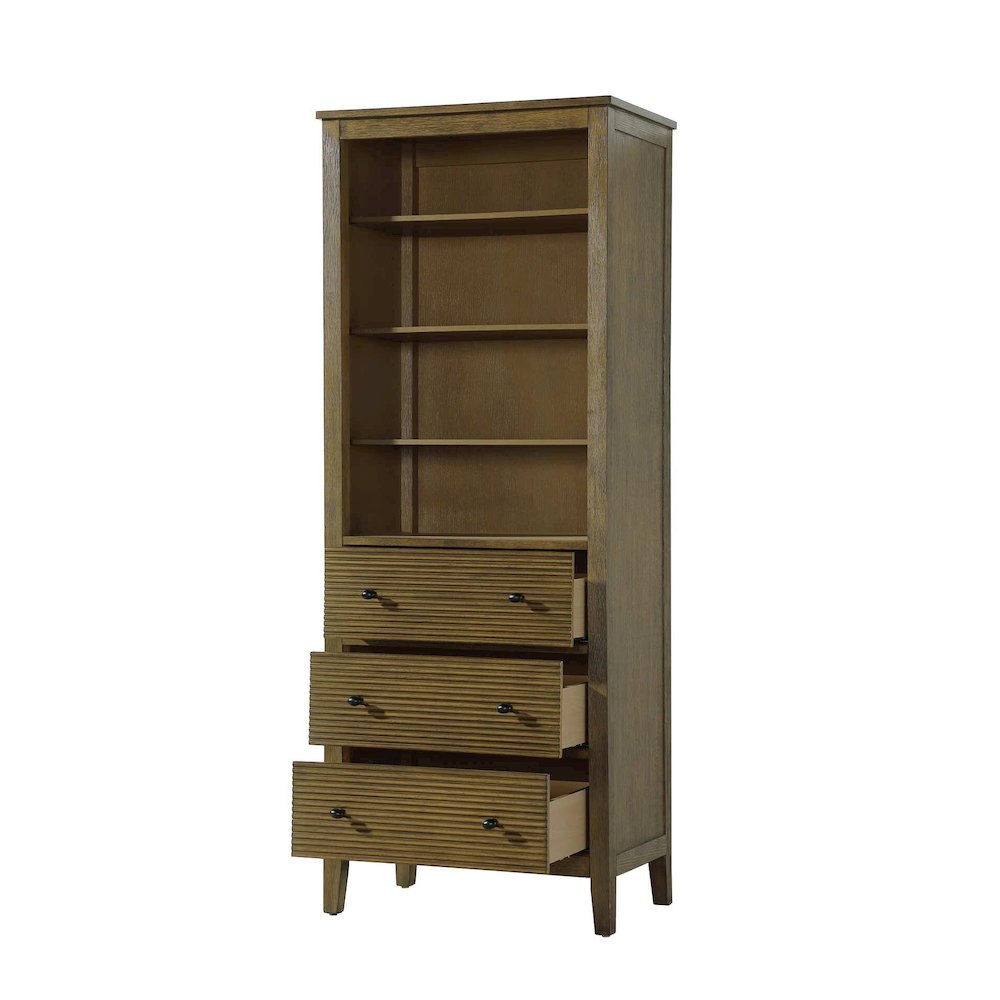 28 Inch Open Shelving Bath Storage Cabinet in Hazel Oak