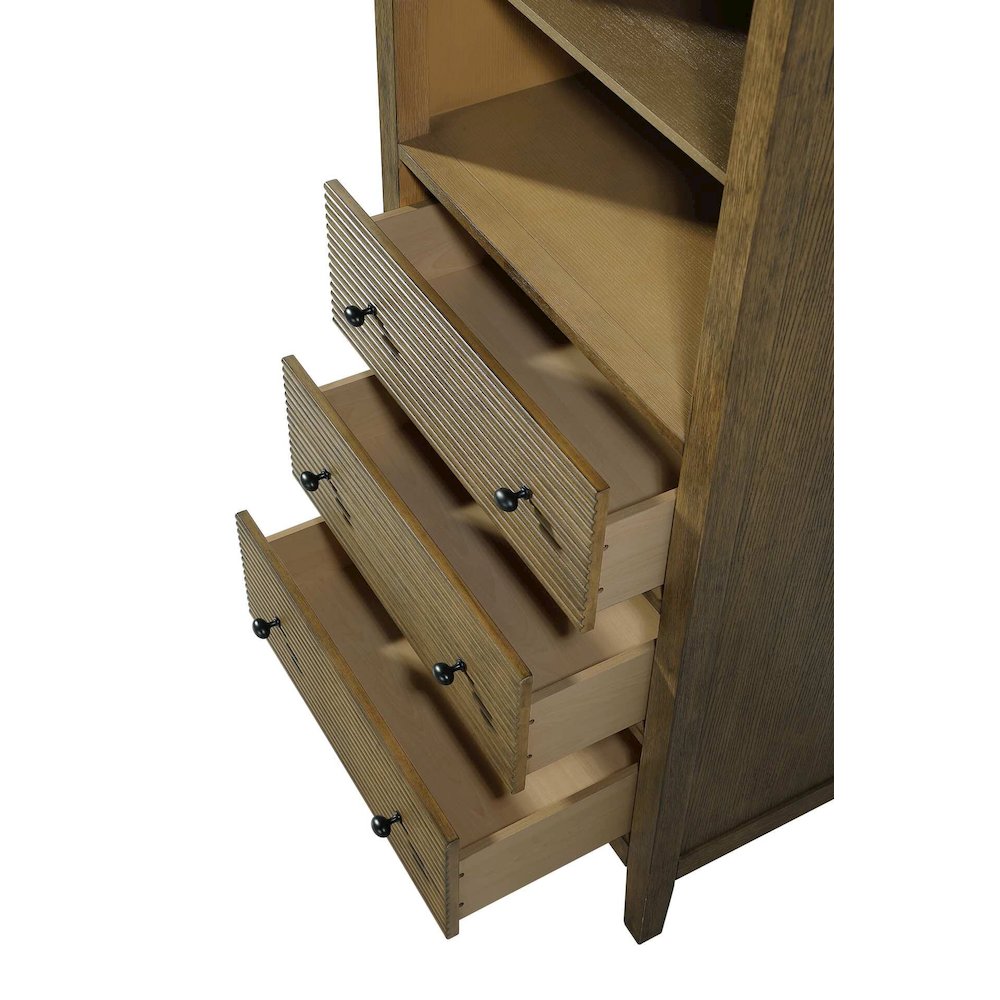 28 Inch Open Shelving Bath Storage Cabinet in Hazel Oak