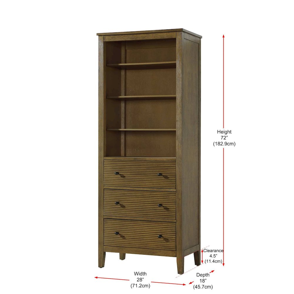 28 Inch Open Shelving Bath Storage Cabinet in Hazel Oak