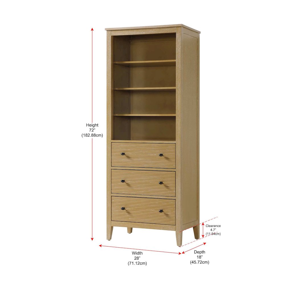 28 Inch Open Shelving Bath Storage Cabinet in Linen Oak