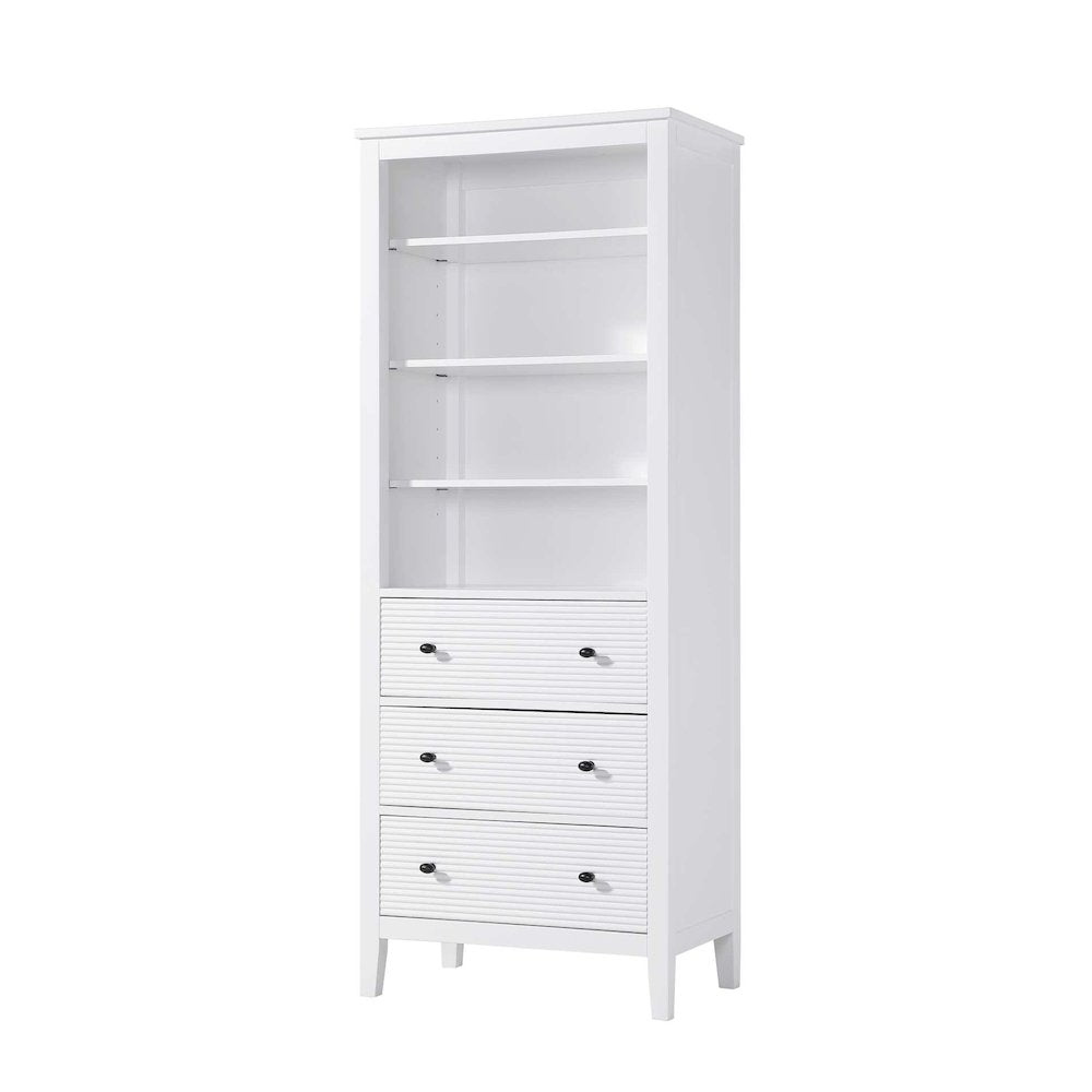 28 Inch Open Shelving Bath Storage Cabinet in White