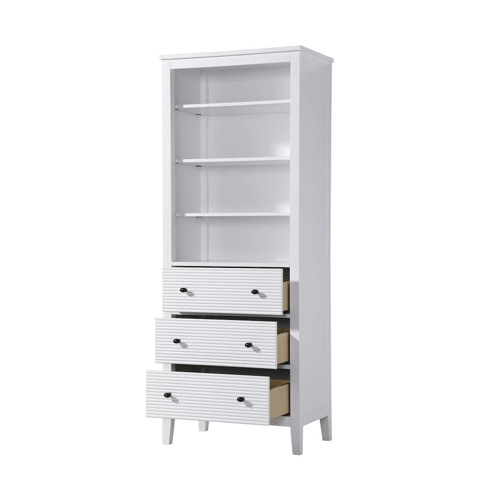 28 Inch Open Shelving Bath Storage Cabinet in White