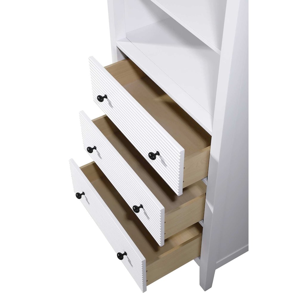 28 Inch Open Shelving Bath Storage Cabinet in White