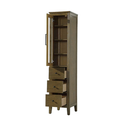 16 Inch Bath Storage Glass Cabinet in Hazel Oak