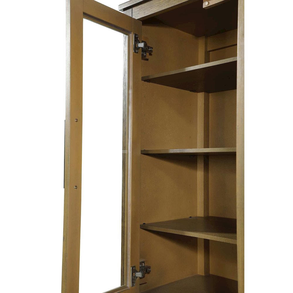 16 Inch Bath Storage Glass Cabinet in Hazel Oak