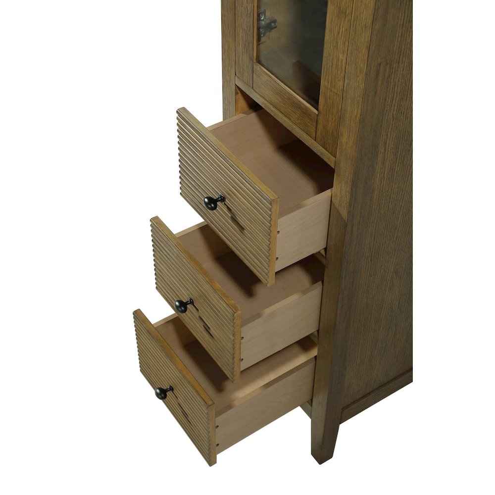 16 Inch Bath Storage Glass Cabinet in Hazel Oak