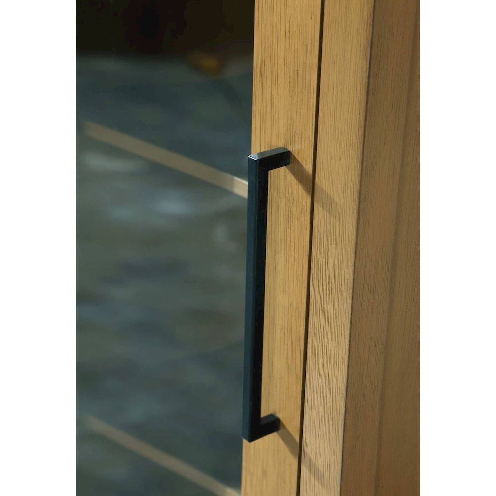 16 Inch Bath Storage Glass Cabinet in Honey Teak
