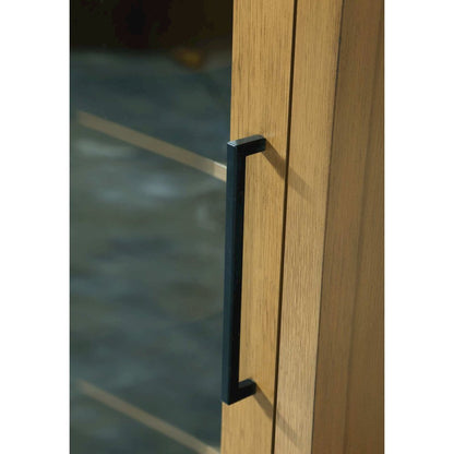 16 Inch Bath Storage Glass Cabinet in Honey Teak