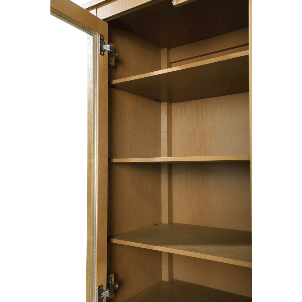 16 Inch Bath Storage Glass Cabinet in Honey Teak