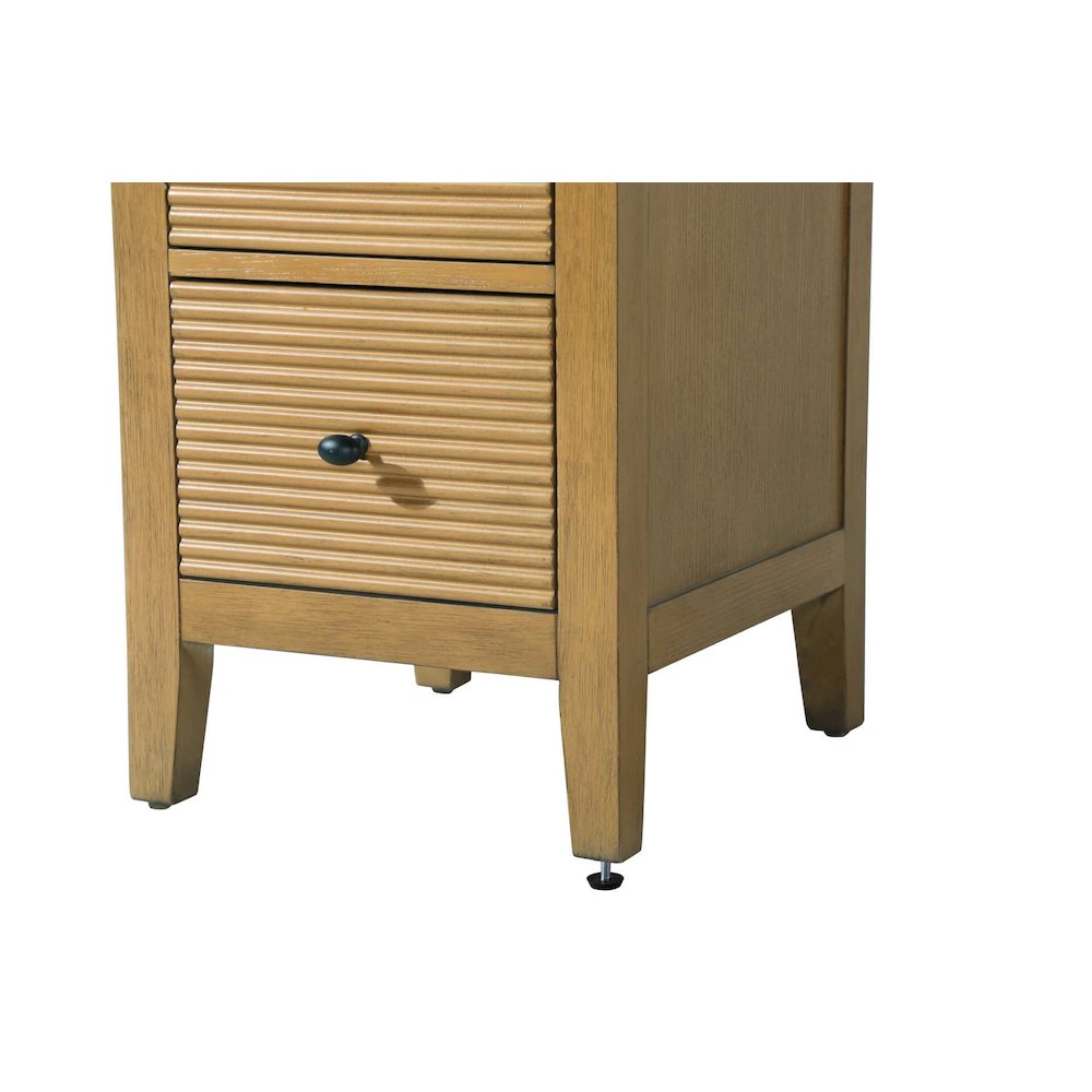 16 Inch Bath Storage Glass Cabinet in Honey Teak