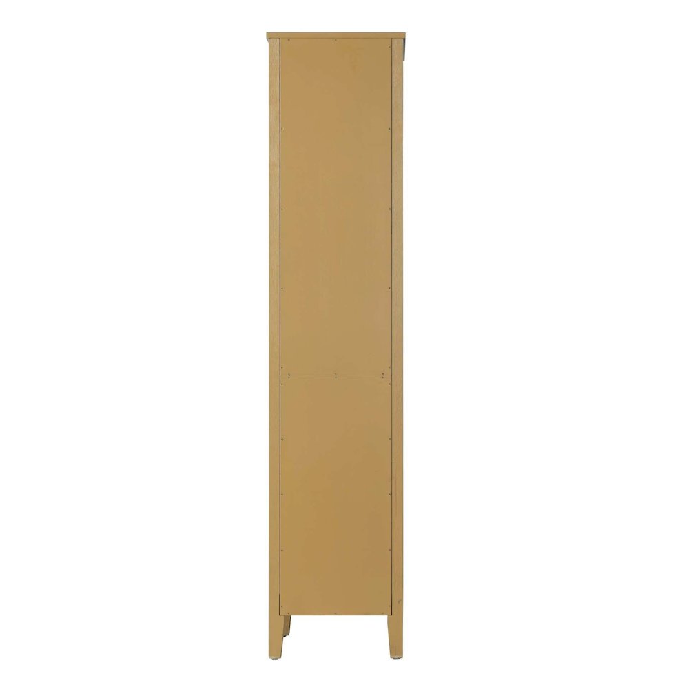 16 Inch Bath Storage Glass Cabinet in Honey Teak