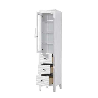 16 Inch Bath Storage Glass Cabinet in White