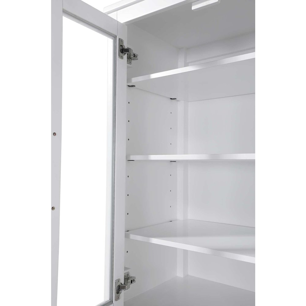 16 Inch Bath Storage Glass Cabinet in White