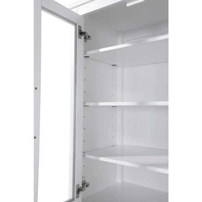 16 Inch Bath Storage Glass Cabinet in White