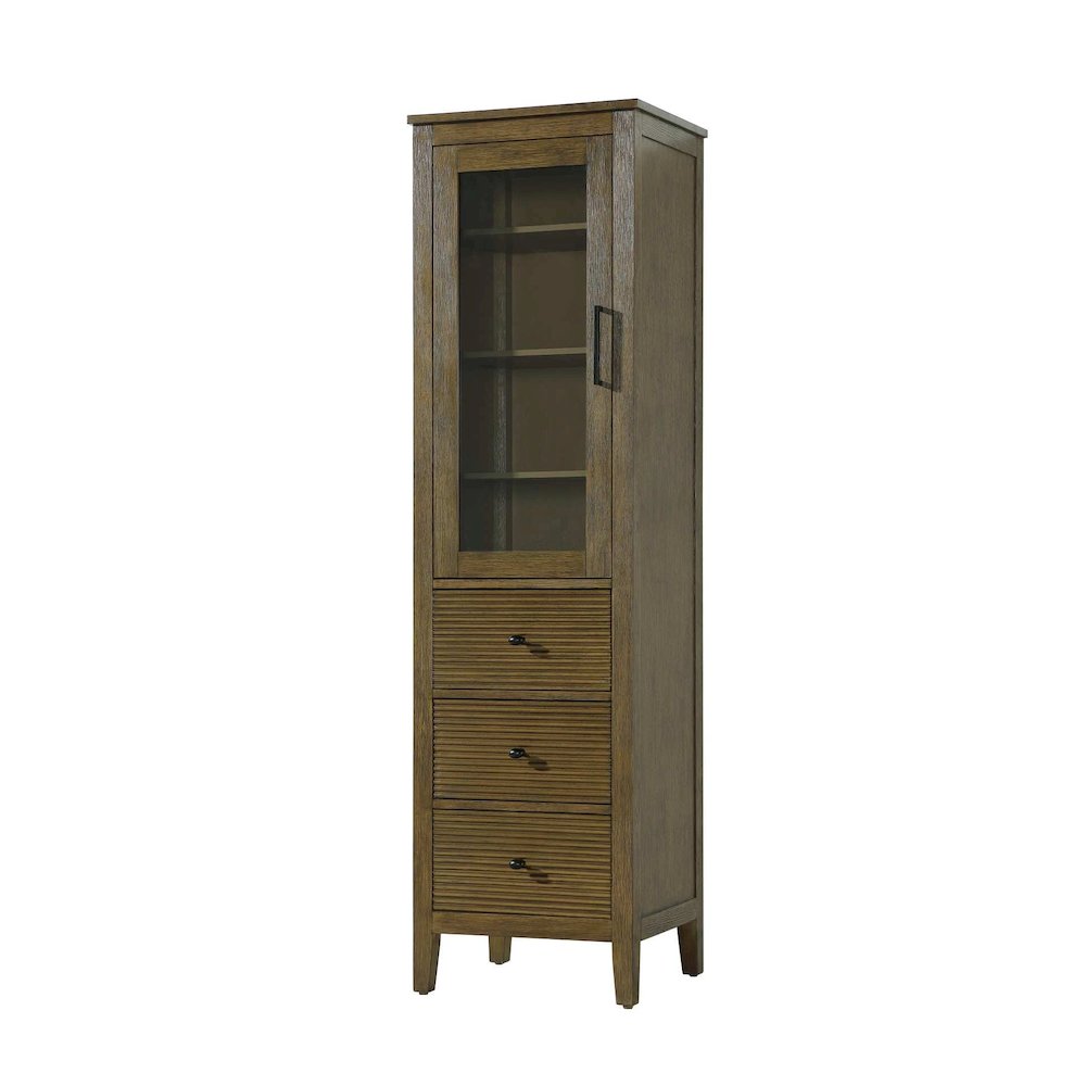 20 Inch Bath Storage Glass Cabinet in Hazel Oak