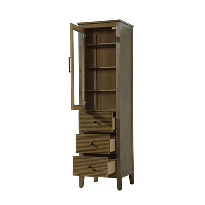 20 Inch Bath Storage Glass Cabinet in Hazel Oak