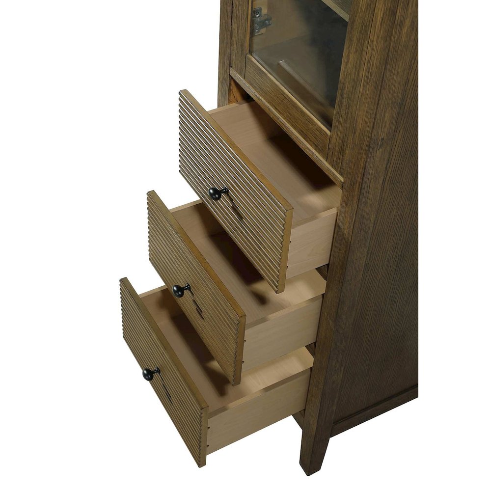 20 Inch Bath Storage Glass Cabinet in Hazel Oak