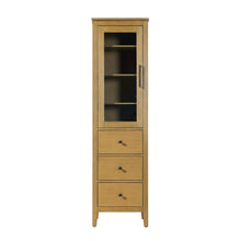 20 Inch Bath Storage Glass Cabinet in Honey Teak
