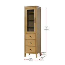 20 Inch Bath Storage Glass Cabinet in Honey Teak