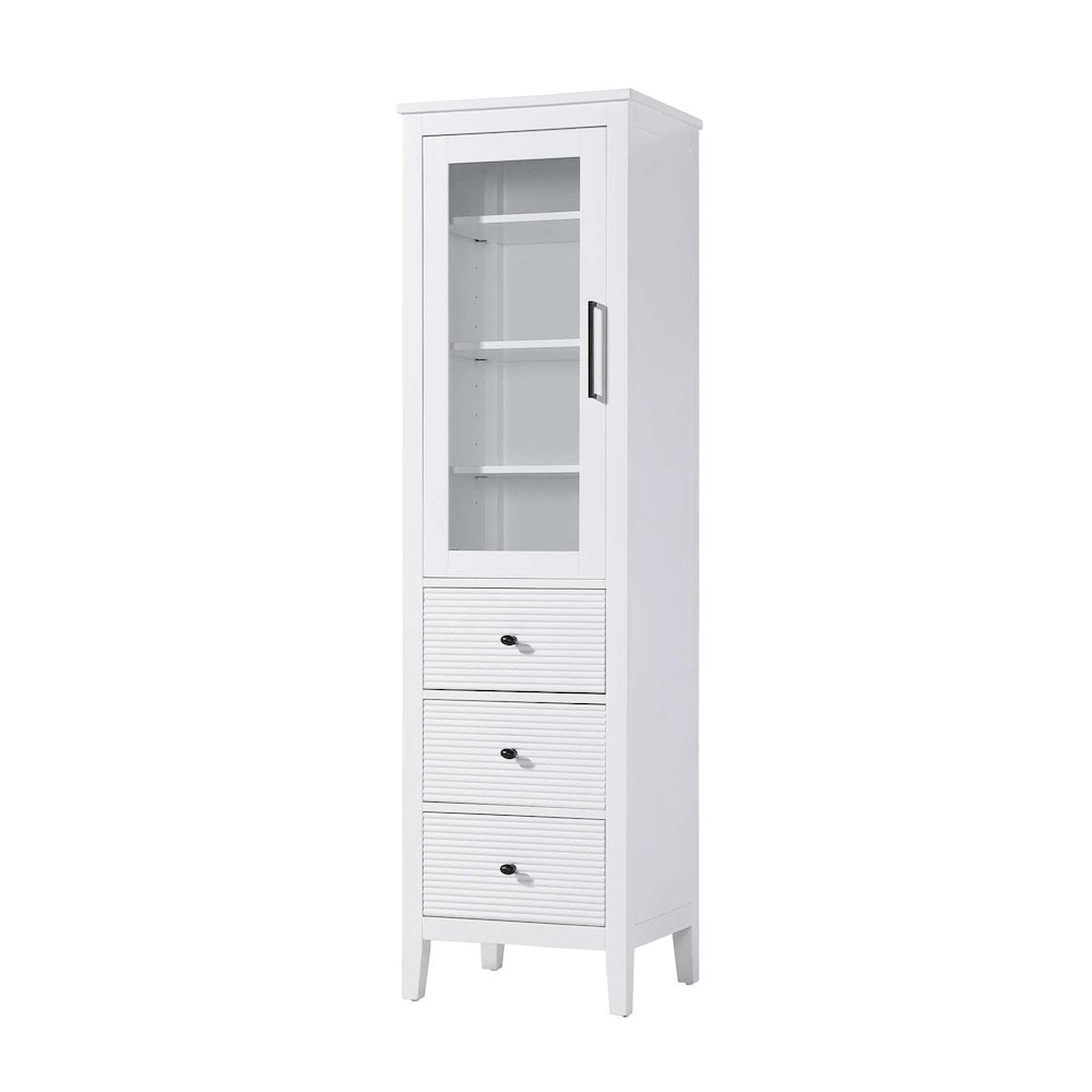 20 Inch Bath Storage Glass Cabinet in White