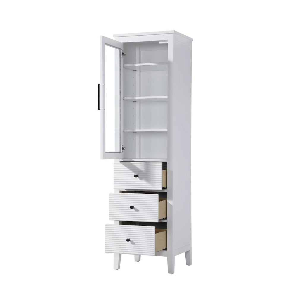 20 Inch Bath Storage Glass Cabinet in White