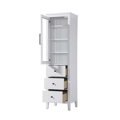 20 Inch Bath Storage Glass Cabinet in White