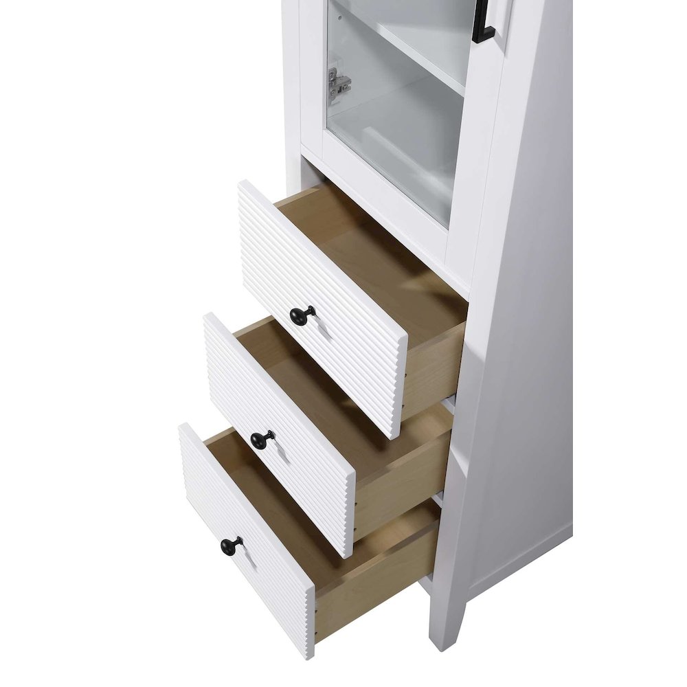 20 Inch Bath Storage Glass Cabinet in White