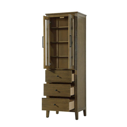 24 Inch Bath Storage Glass Cabinet in Hazel Oak