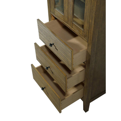 24 Inch Bath Storage Glass Cabinet in Hazel Oak