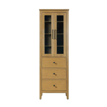 24 Inch Bath Storage Glass Cabinet in Honey Teak
