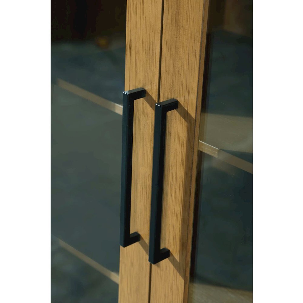 24 Inch Bath Storage Glass Cabinet in Honey Teak