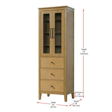 24 Inch Bath Storage Glass Cabinet in Honey Teak