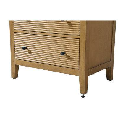 28 Inch Bath Storage Glass Cabinet in Honey Teak