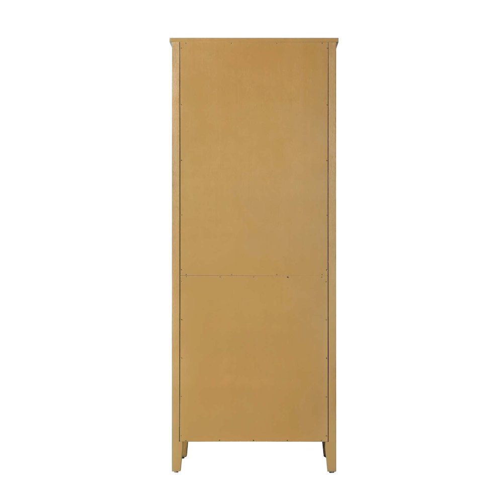 28 Inch Bath Storage Glass Cabinet in Honey Teak