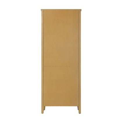 28 Inch Bath Storage Glass Cabinet in Honey Teak