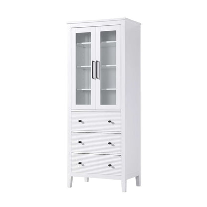 28 Inch Bath Storage Glass Cabinet in White