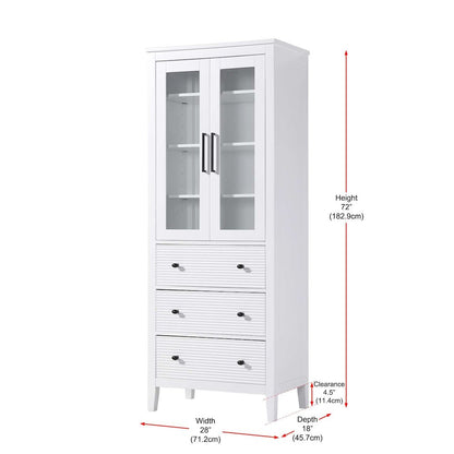 28 Inch Bath Storage Glass Cabinet in White
