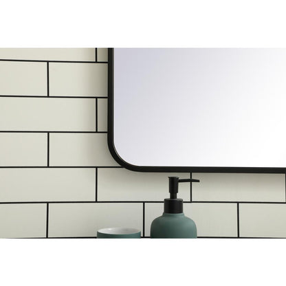 Soft corner metal rectangular mirror 27x36 inch in Black