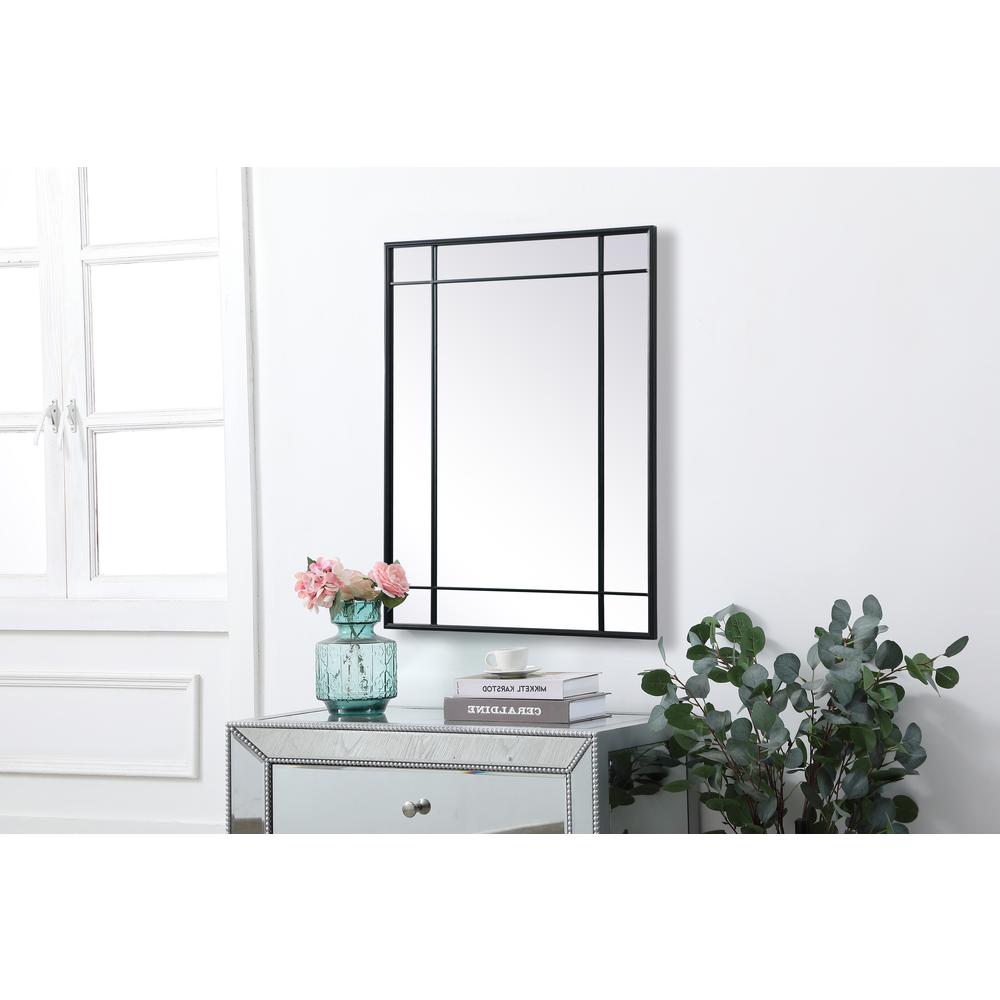 French Panel Wall Mirror 30x40 Inch In Black