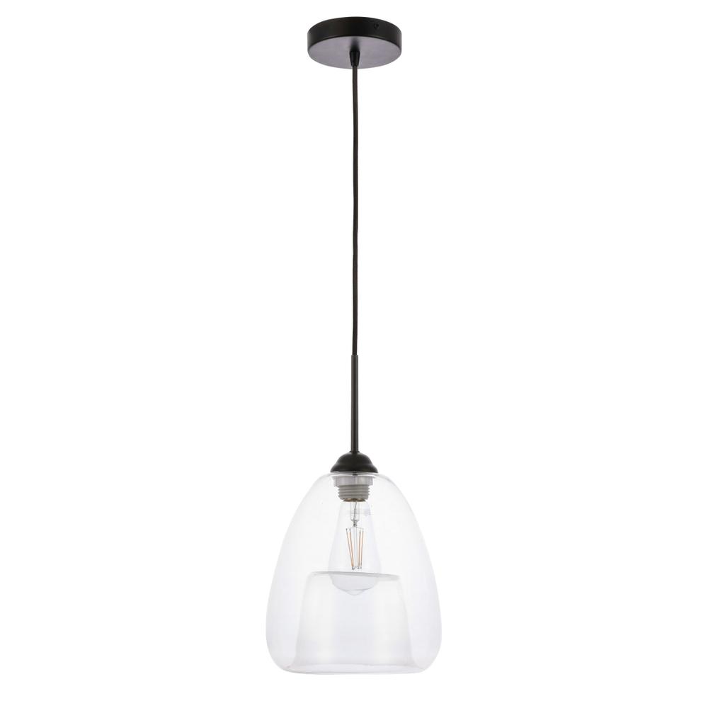 Kason 1 light Black and Clear glass pendant