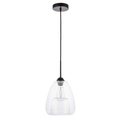 Kason 1 light Black and Clear glass pendant