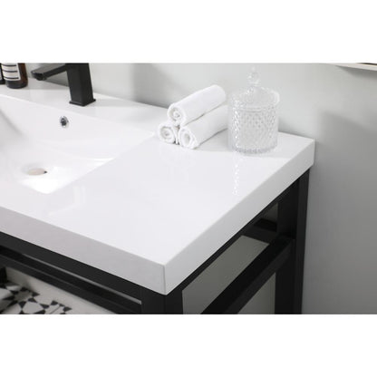 48 inch ADA compliant Single bathroom metal vanity in black