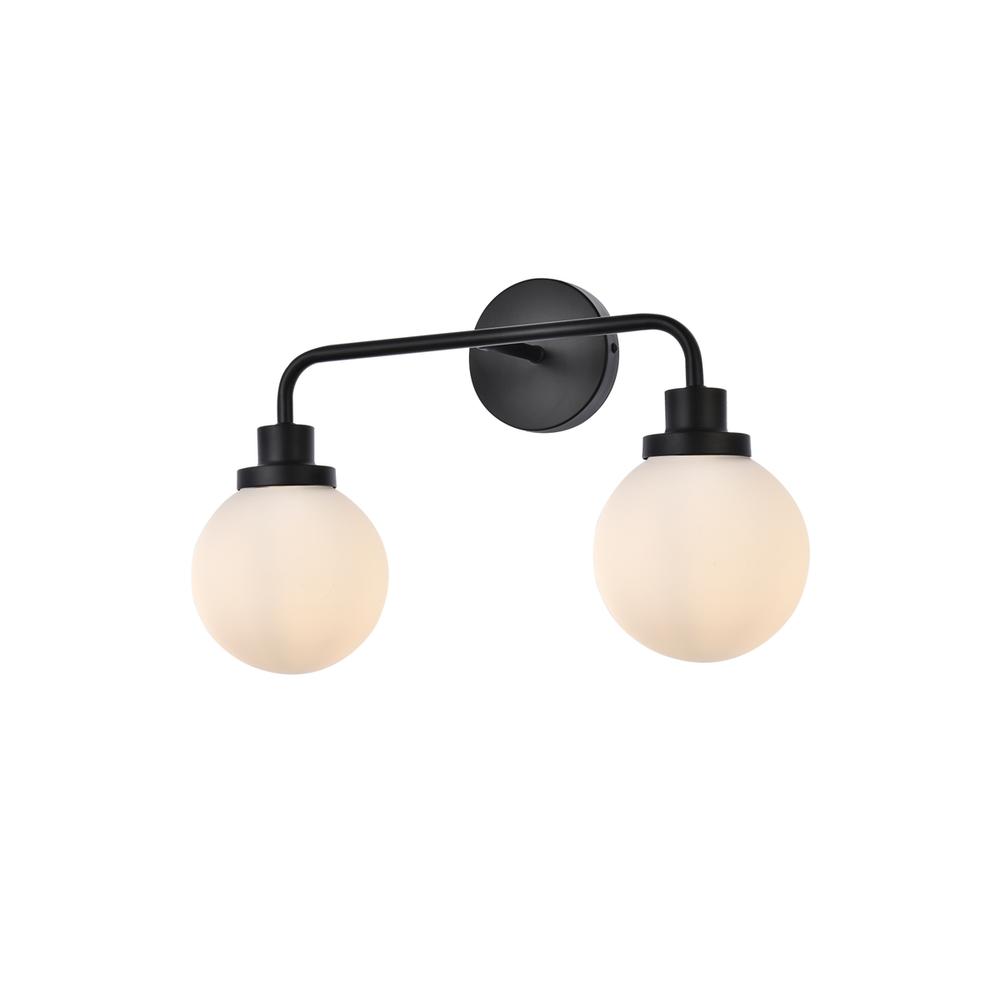 Hanson 2 lights bath sconce in black with frosted shade