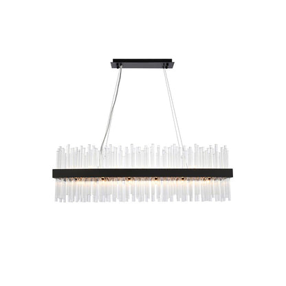 Dallas 42 inch rectangle crystal pendant in black
